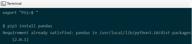 pip3 install pandas