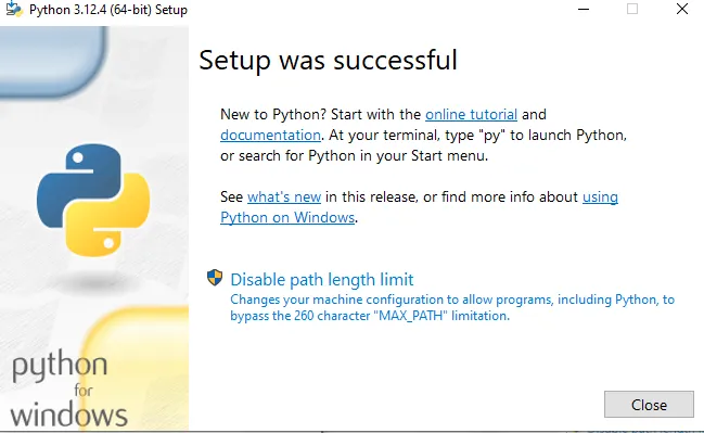 Python will be installed